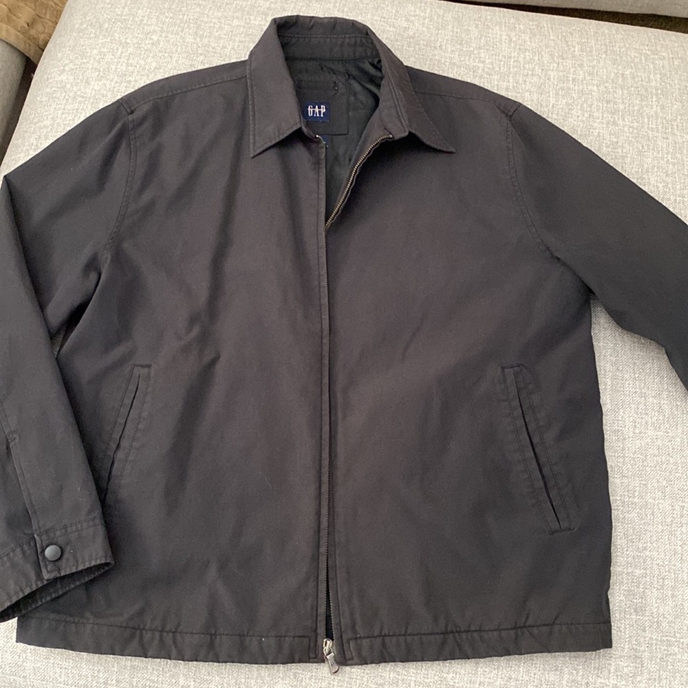 GAP Vintage Classic Black Nylon/Cotton Full Zip Nylon Lined Jacket with Pockets